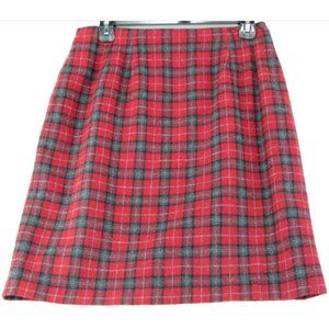 SALE! Plaid Wool Red Midi Knee Skirt